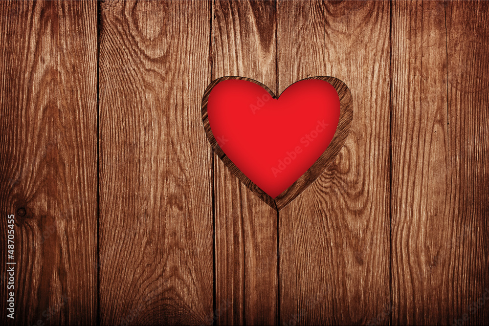 Wooden door close-up, heart shape Wooden door close-up, heart shape