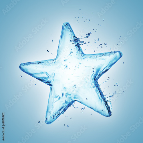 Star from water splash isolated on white