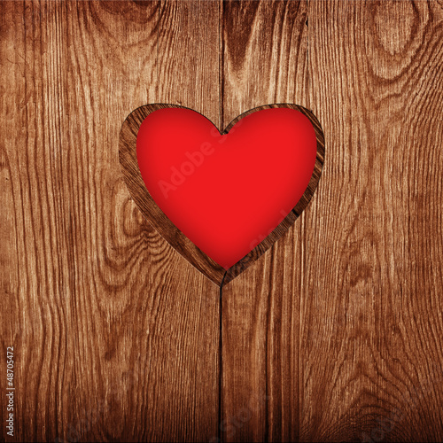 Wooden door close-up  heart shape