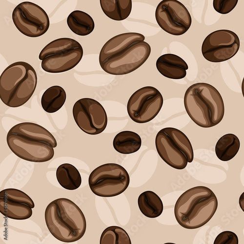 Coffee beans seamless background. Vector illustration.