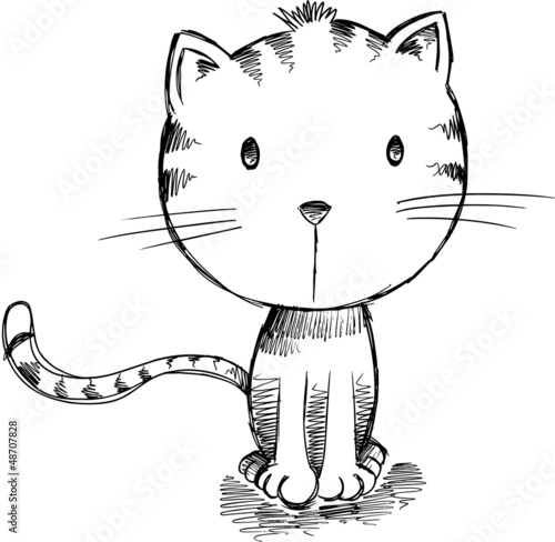 Sketch Kitten Cat Vector Art