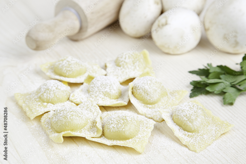 Ravioli with mushrooms