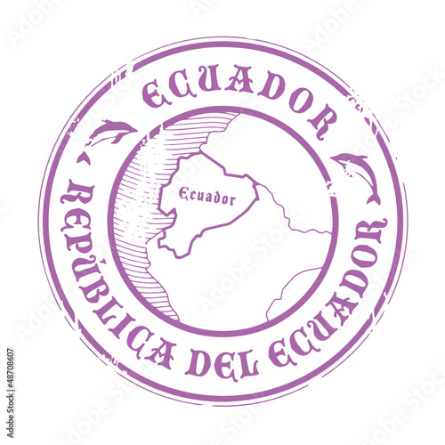 Grunge rubber stamp with the name and map of Ecuador, vector