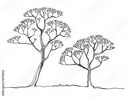 Hand drawing sketch of tree