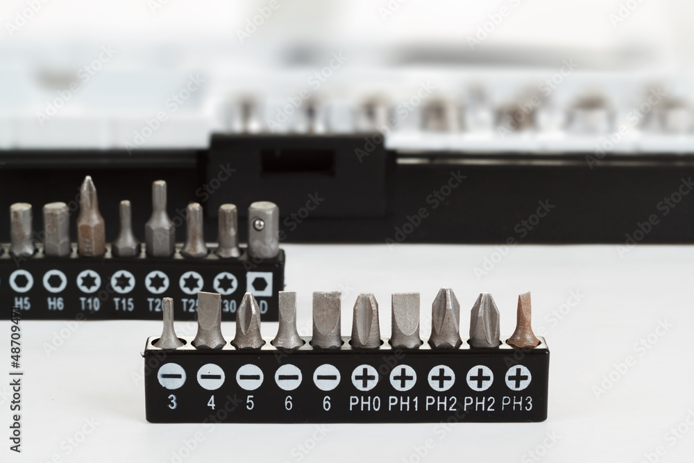 Screwdriver Bit Set on White with Clipping Path Screwdriver Bit Set on White with Clipping Path