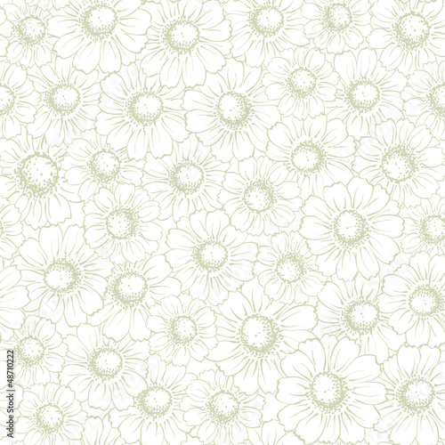 Vintage Seamless Background With Elegant Chamomiles