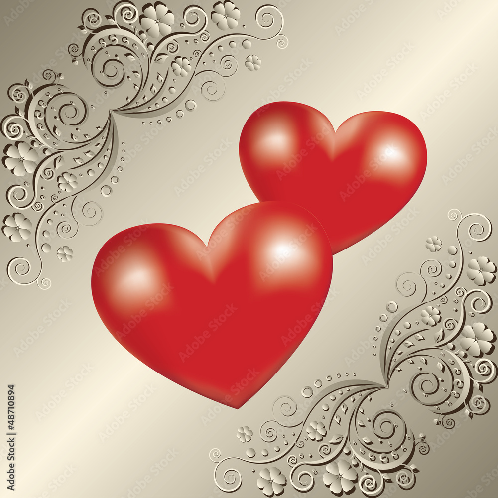 Valentine's day greeting card with hearts