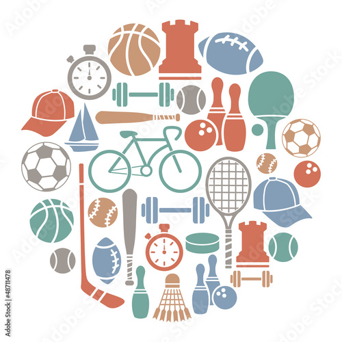 round card with sport icons