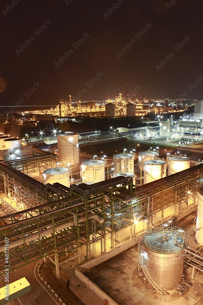  Lighting of Petrochemical factory in night Time