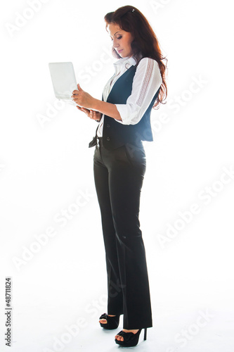 young and beautiful woman with a laptop