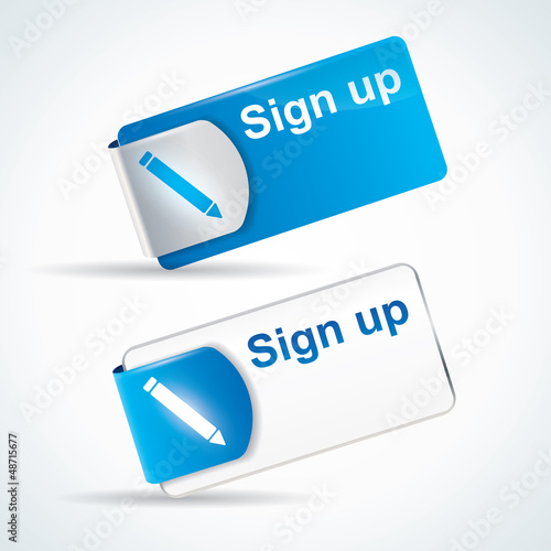 Sign up button or icon with reflective web2 and catchy design