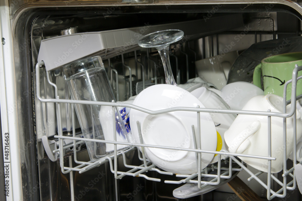 dishwasher with dirty dishes