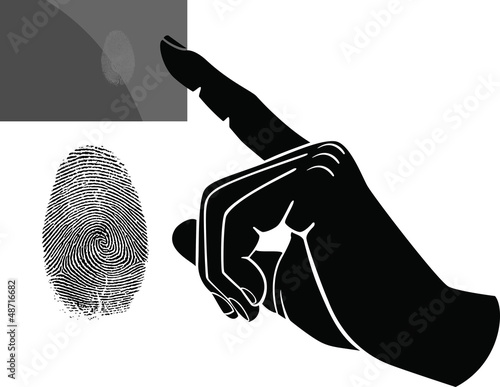 hand touching screen and fingerprint
