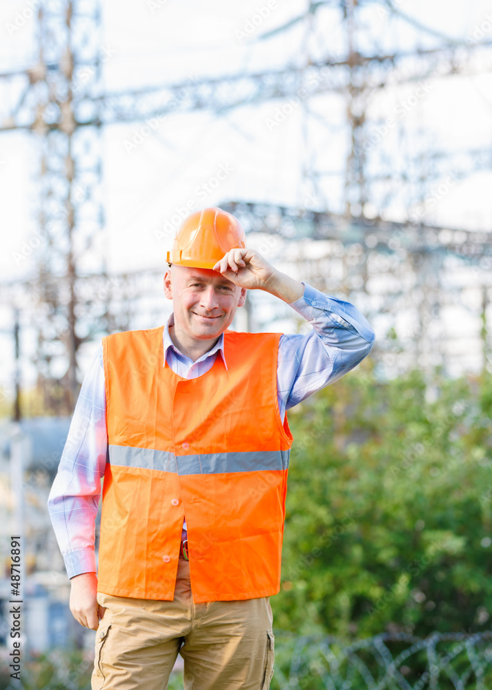 male engineer in a helmet male engineer in a helmet