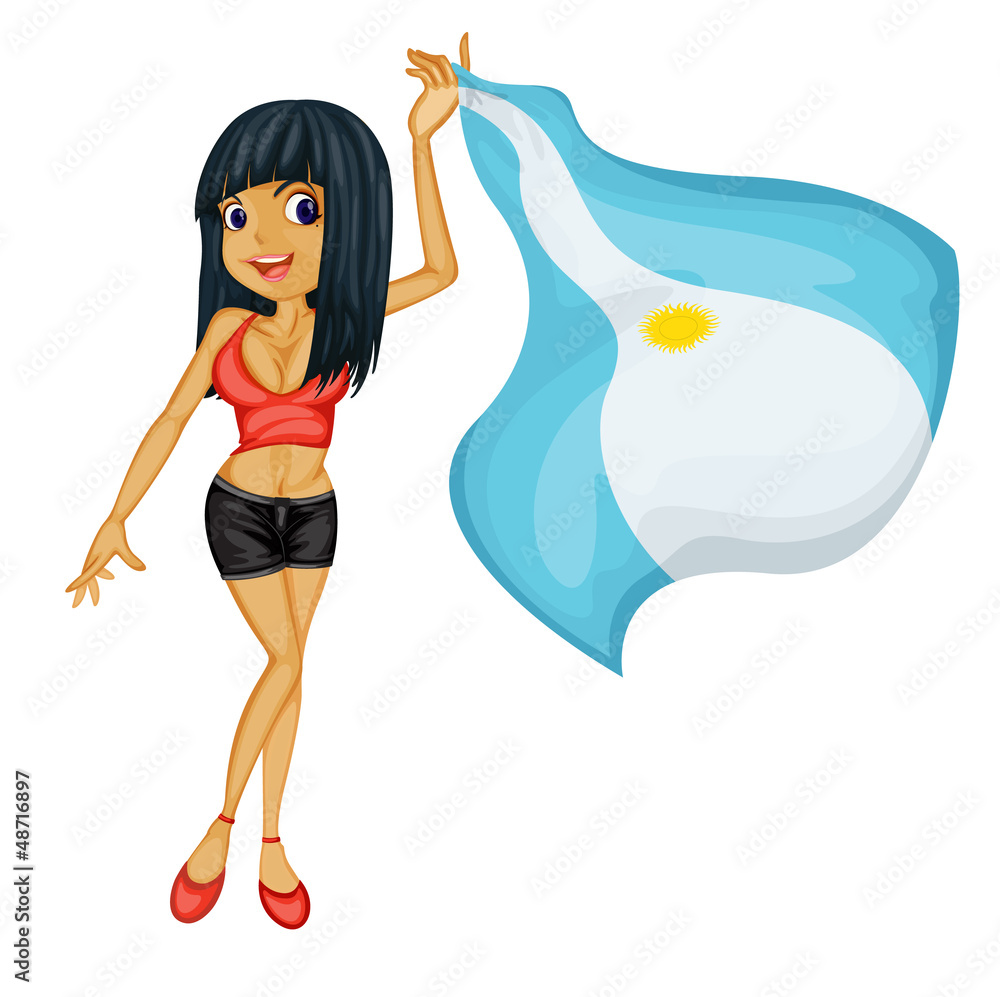 A smiling girl with a national flag of Argentina A smiling girl with a national flag of Argentina