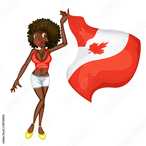 A smiling girl with a national flag of Canada
