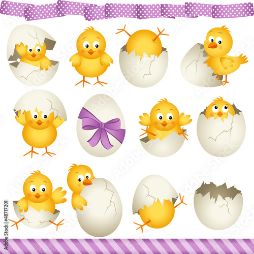 Easter eggs chicks