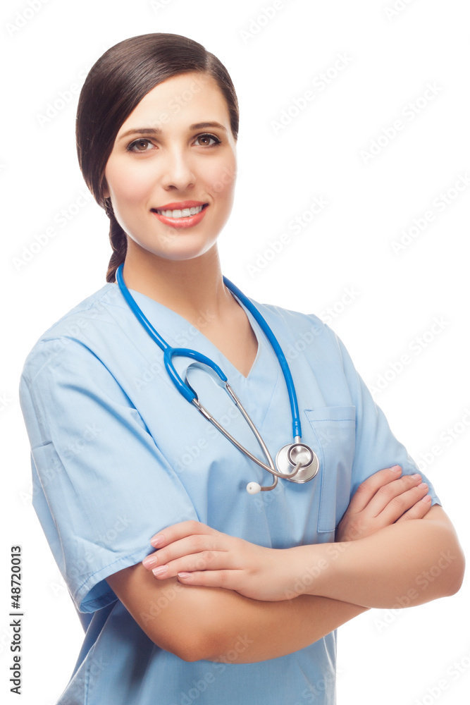 portrait of young doctor with stethoscope portrait of young doctor with stethoscope