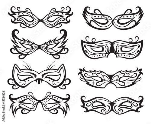 set of isolated carnival masks