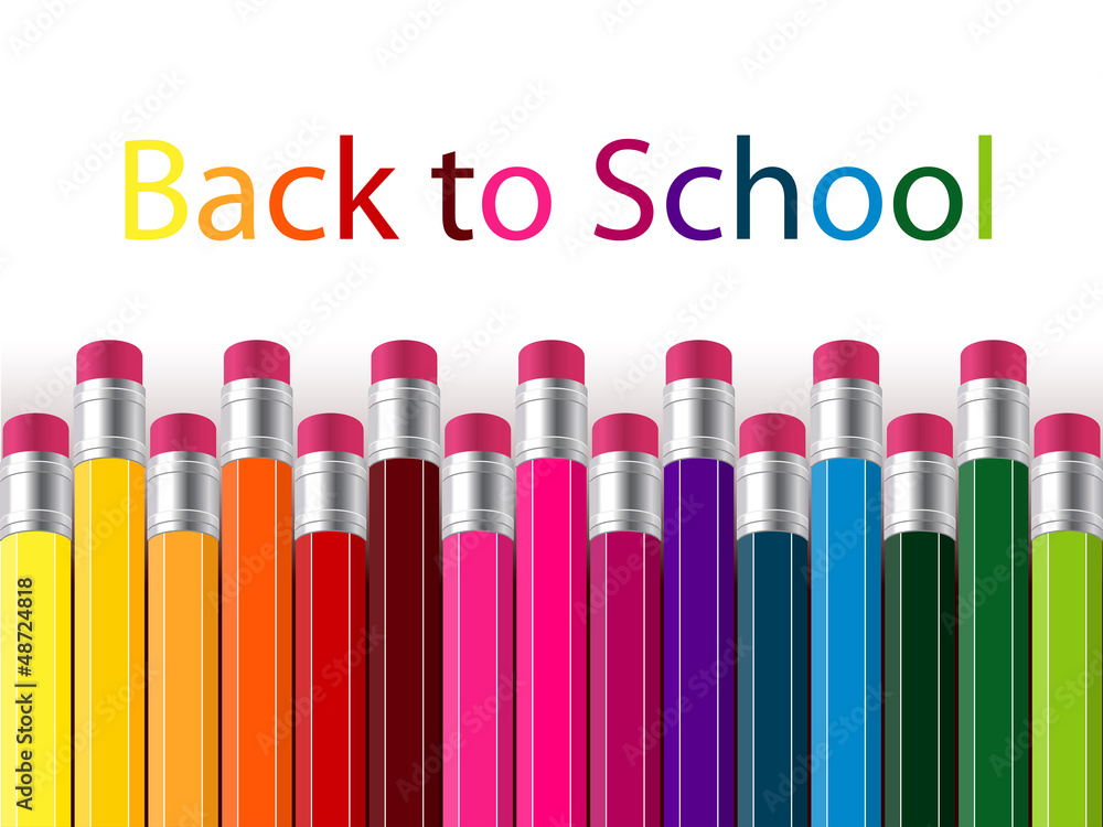 Colorful pencil crayons on a white background, Back to school Colorful pencil crayons on a white background, Back to school