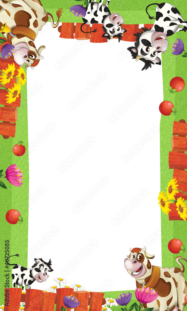 Fototapeta premium Cartoon farm frame - illustration for the children