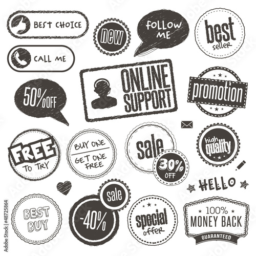 Set of hand drawn style banners and elements