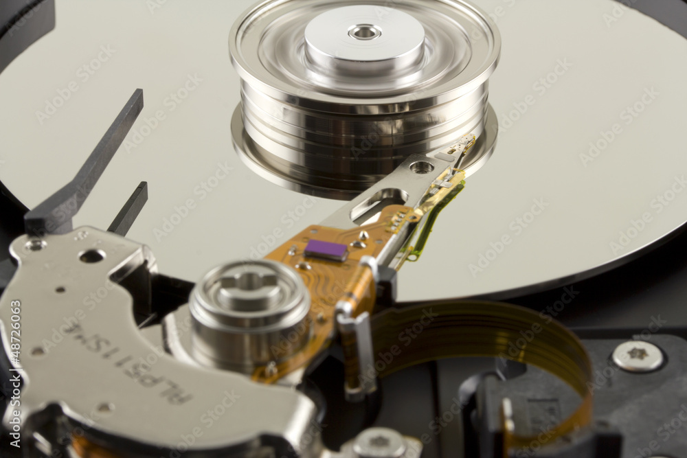 Hard disk from within with disk rotation Hard disk from within with disk rotation