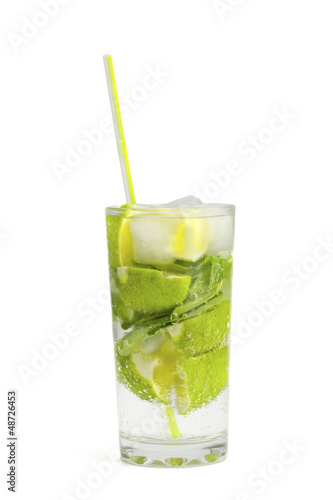 Alcoholic drink of Mojito on a white background