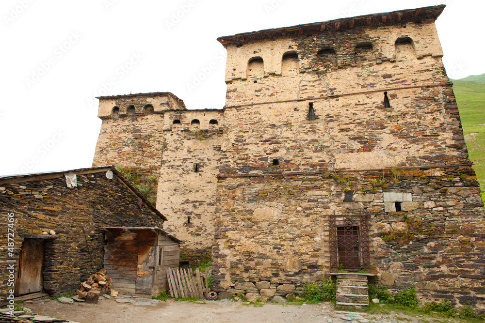 Traditional svan house in Upper Svaneti region, Georgia.