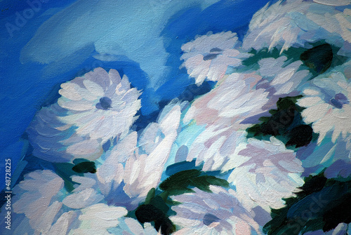 bunch of flowers, painting on a canvas,  illustration
