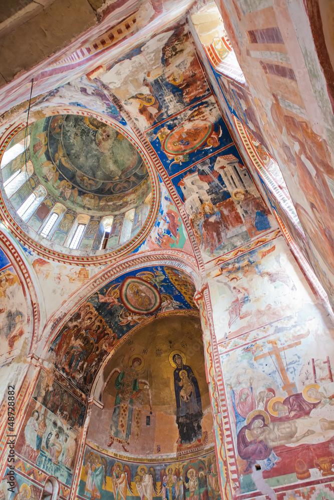 Inside view of Gelati monastery in Tbilisi Georgia with fresco o