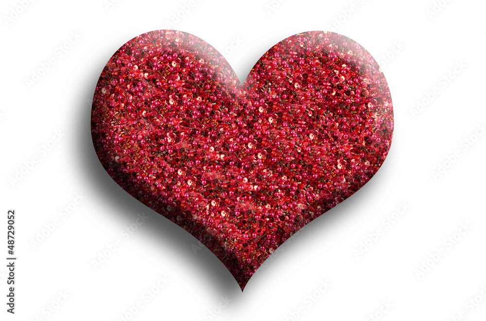 Rotes Herz aus Perlen und Pailetten