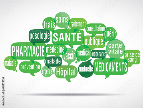 nuage de mots bulles : santé pharmacie