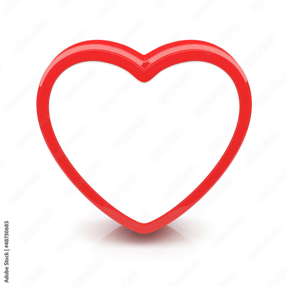 Isolated glossy heart with no filling on white background