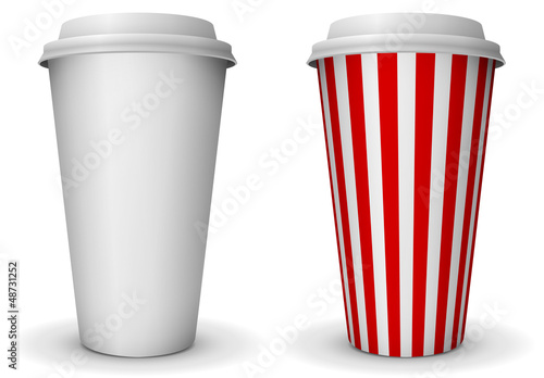 Take-away coffee paper cup vector template.