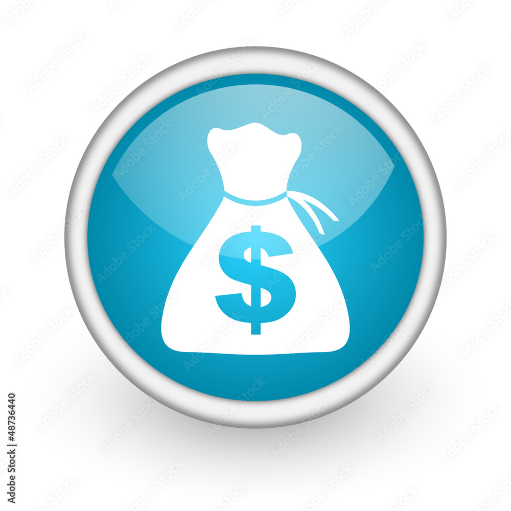 money blue glossy icon on white background money blue glossy icon on white background