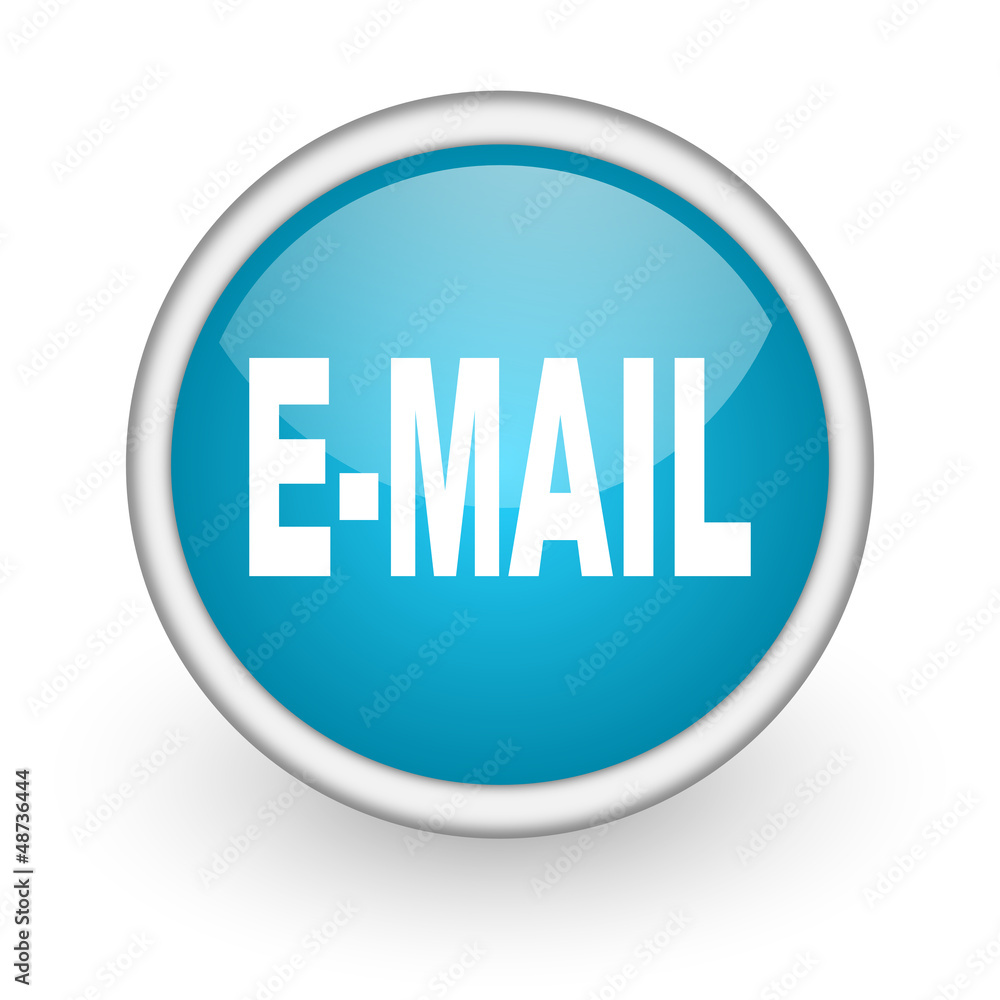 mail blue glossy icon on white background mail blue glossy icon on white background