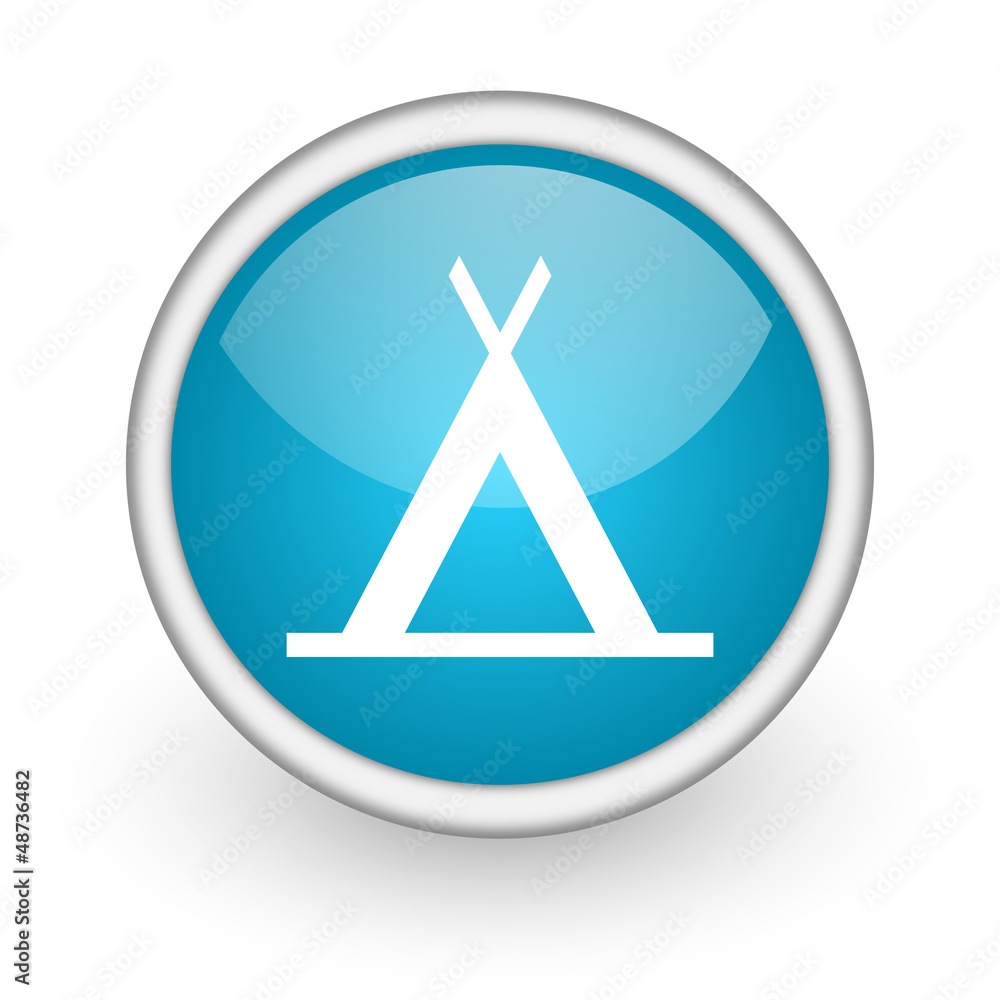 camping blue glossy icon on white background camping blue glossy icon on white background