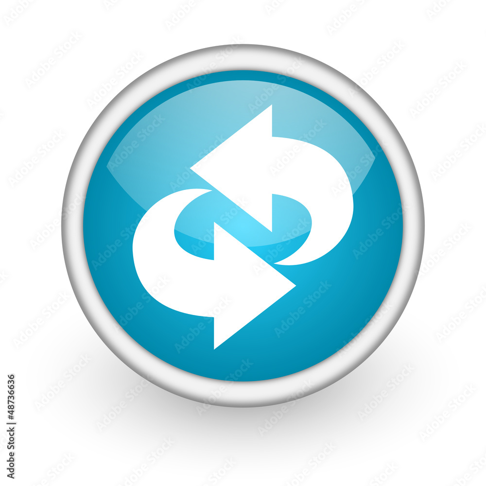 rotate blue glossy icon on white background rotate blue glossy icon on white background