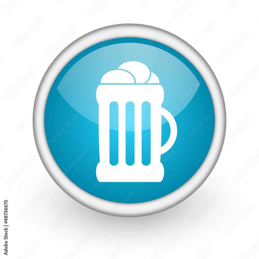 beer blue glossy icon on white background beer blue glossy icon on white background