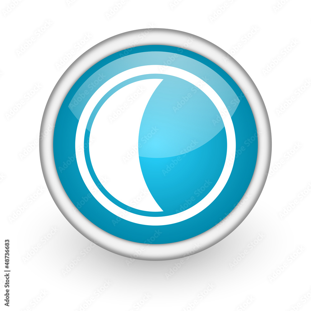 moon blue glossy icon on white background moon blue glossy icon on white background