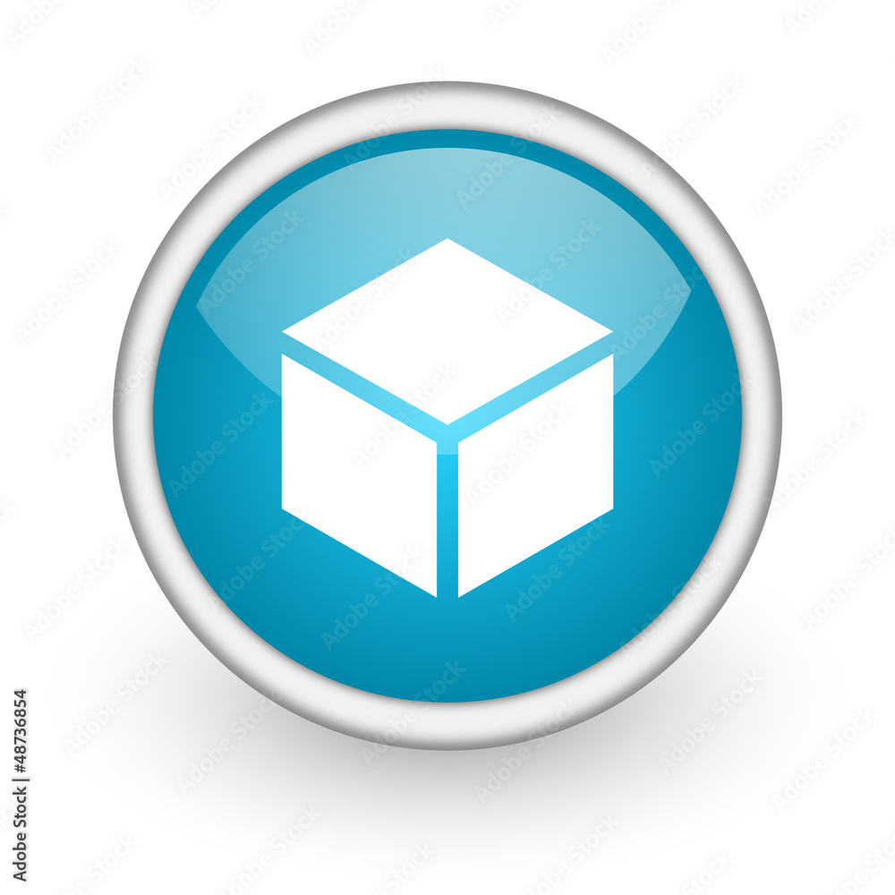 box blue glossy icon on white background box blue glossy icon on white background
