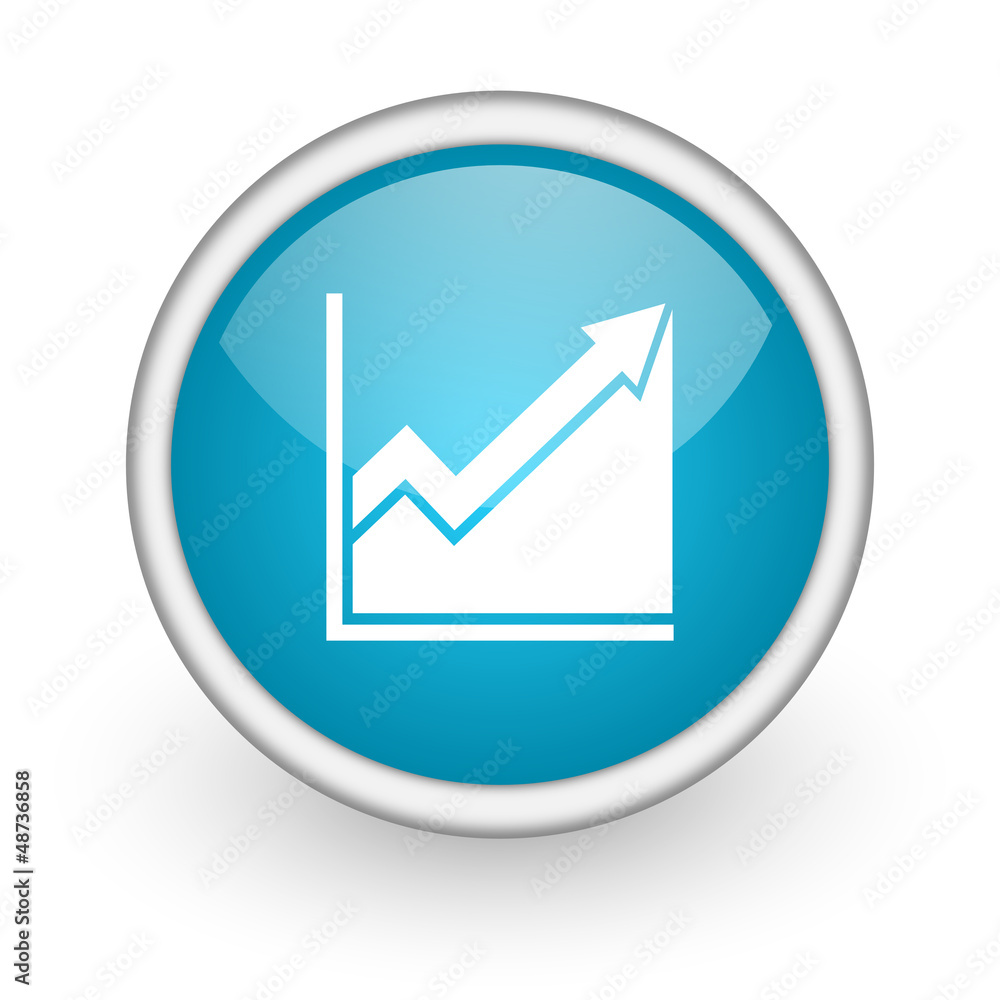 histogram blue glossy icon on white background histogram blue glossy icon on white background