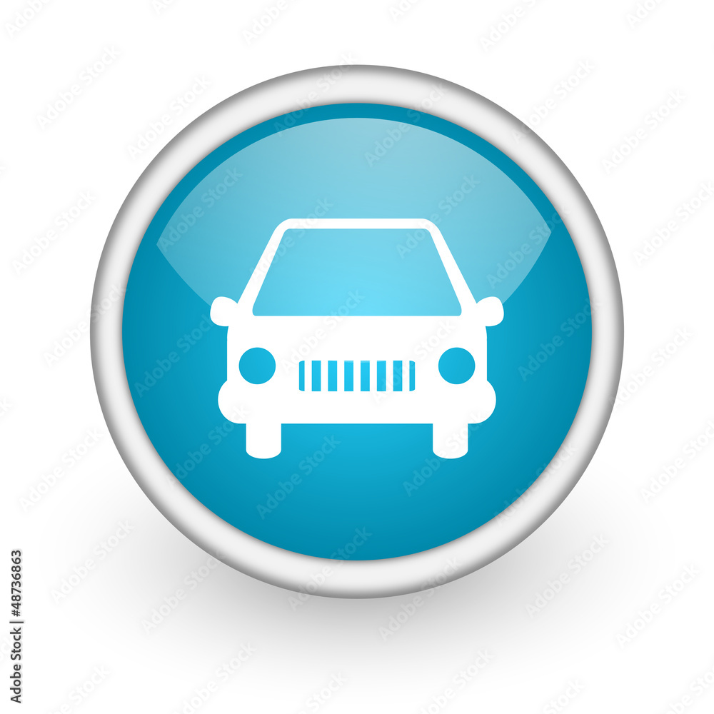 car blue glossy icon on white background car blue glossy icon on white background