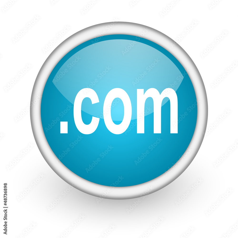 com blue glossy icon on white background com blue glossy icon on white background