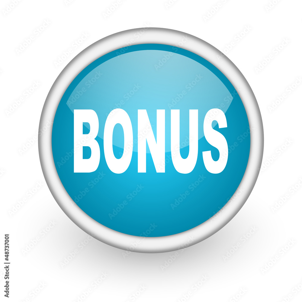bonus blue glossy icon on white background bonus blue glossy icon on white background