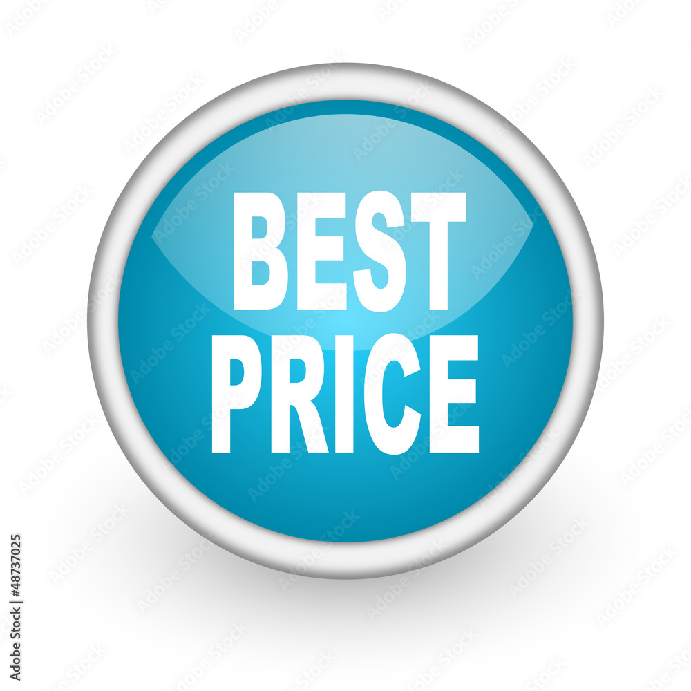 best price blue glossy icon on white background best price blue glossy icon on white background