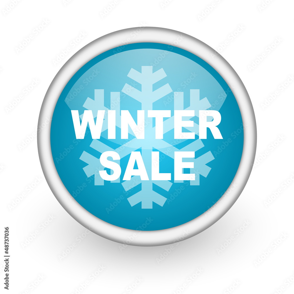 winter sale blue glossy icon on white background winter sale blue glossy icon on white background