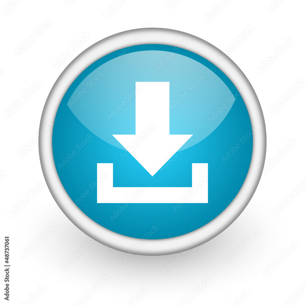 download blue glossy icon on white background download blue glossy icon on white background