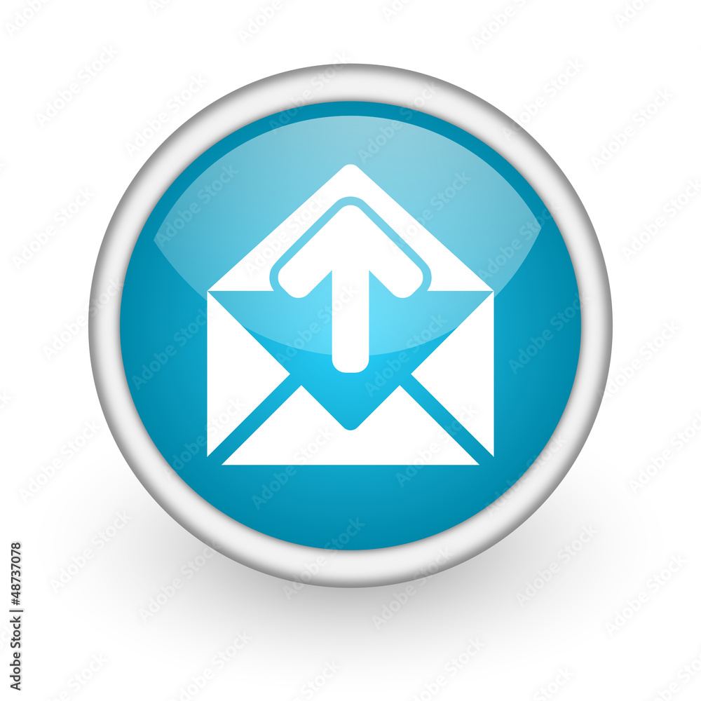 mail blue glossy icon on white background mail blue glossy icon on white background